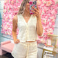 Coastal Chic Crochet Button Up Top