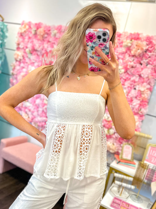 Cove Breeze Crochet Lace Peplum Top