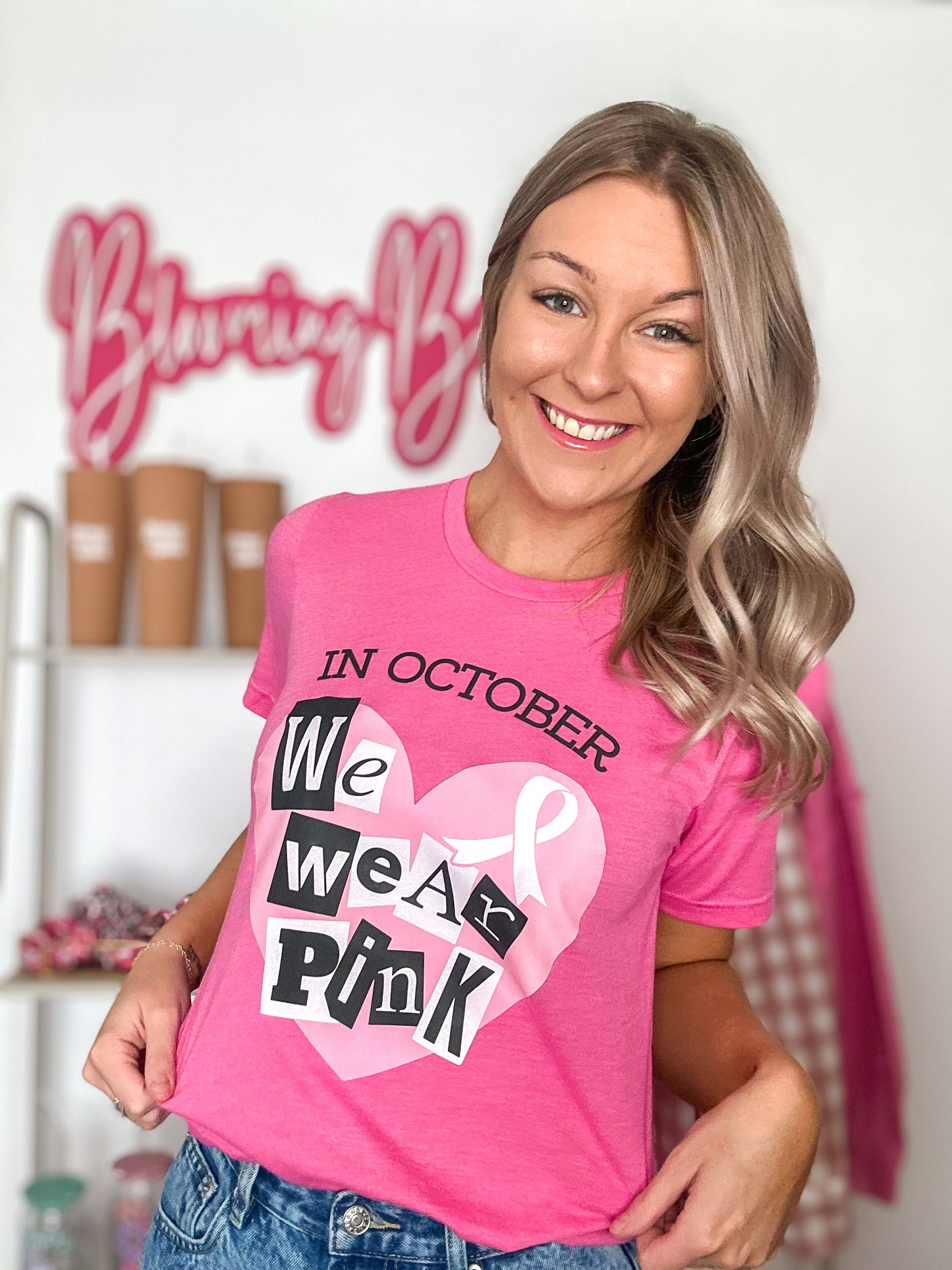 In October We Wear Pink Graphic Tee