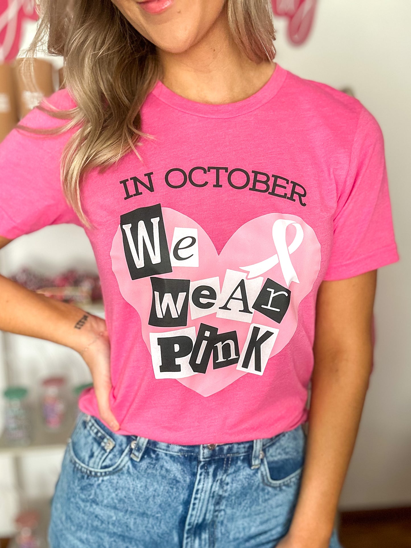 In October We Wear Pink Graphic Tee