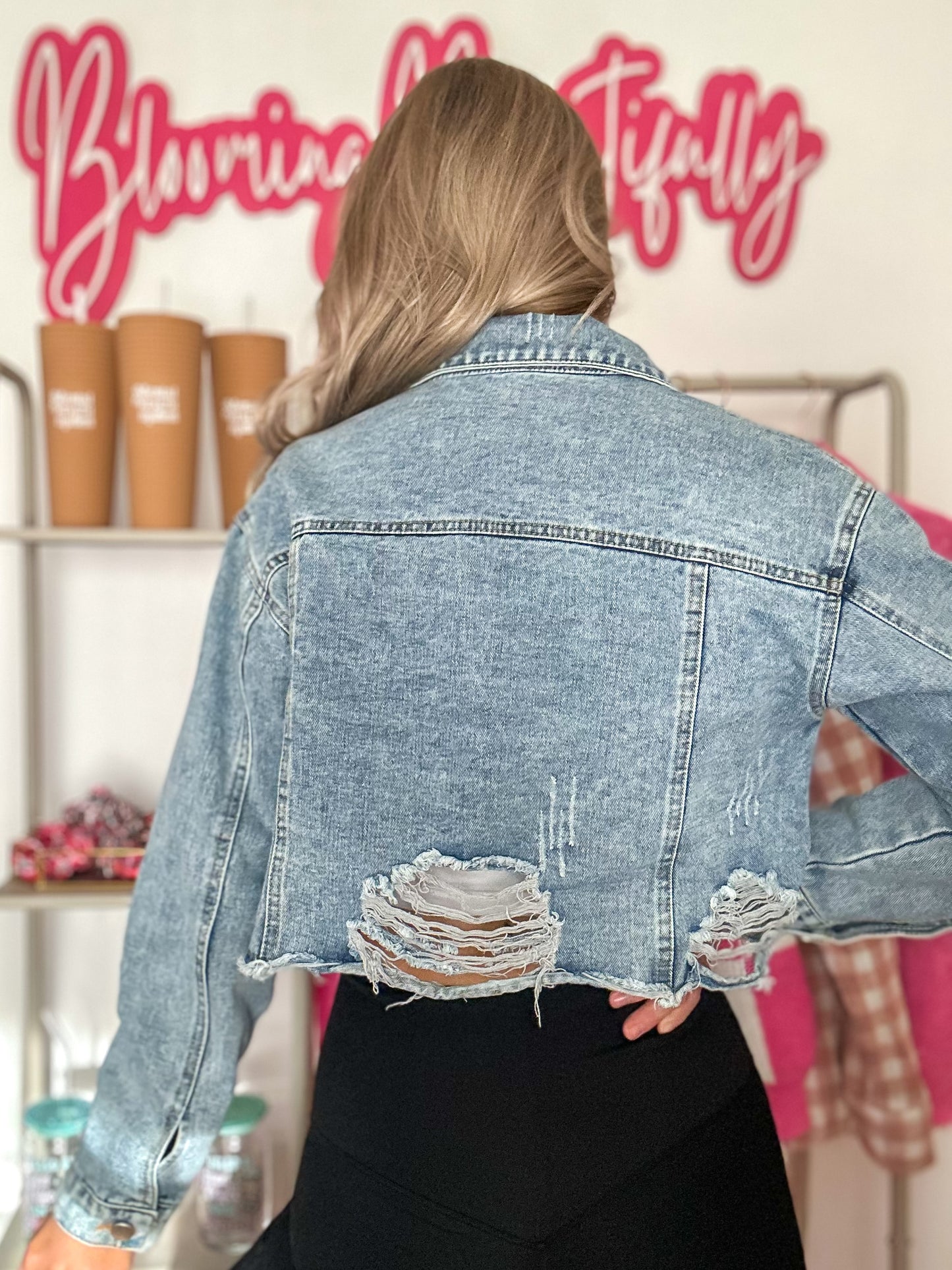 Rebel Ripped Denim Crop Jacket