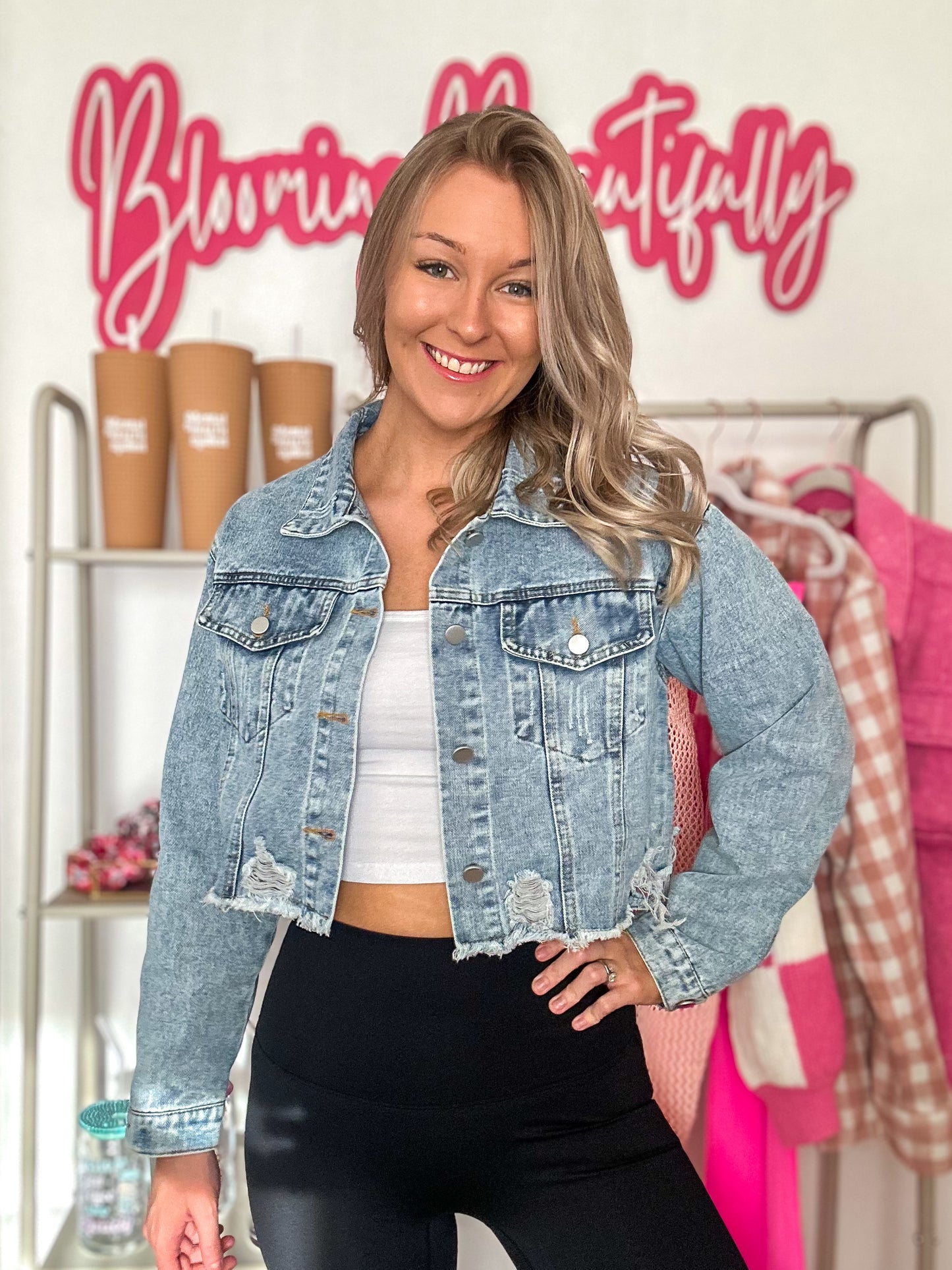 Rebel Ripped Denim Crop Jacket