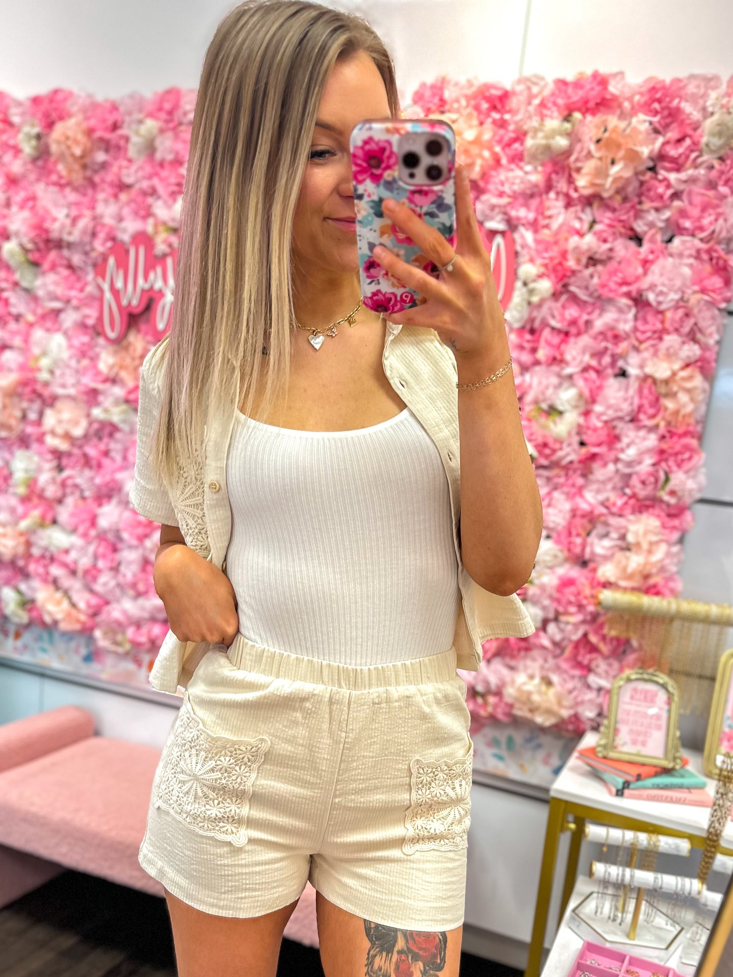 Textured Tide Crochet Pocket Top
