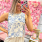 Coastal Bloom Linen Layered Tank