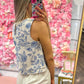 Coastal Bloom Linen Layered Tank