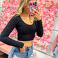 Ellie Easy Comfy Casual Fitted Crop Knit Top - Black