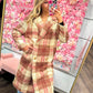 Penelope Plaid Soft Oversized Button Down Long Coat - Rose Mix