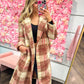 Penelope Plaid Soft Oversized Button Down Long Coat - Rose Mix