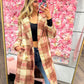 Penelope Plaid Soft Oversized Button Down Long Coat - Rose Mix