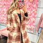 Penelope Plaid Soft Oversized Button Down Long Coat - Rose Mix