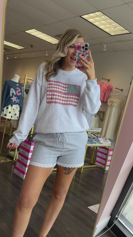 Floral Freedom Crewneck - Heather Grey