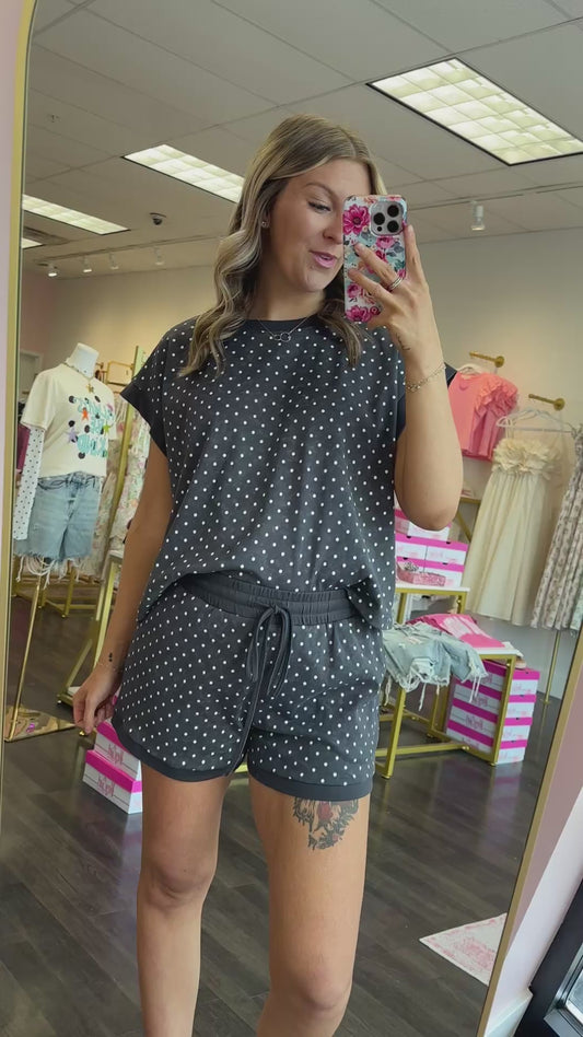 Sweet Spot Polka Dot Short Set - Blackish Charcoal