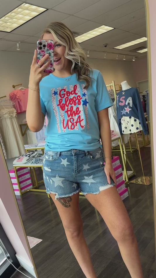 Star Spangled Distressed Shorts