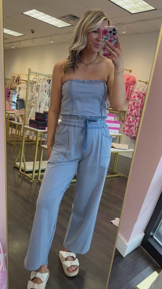 Sloane Strapless Jumpsuit - Ash Black